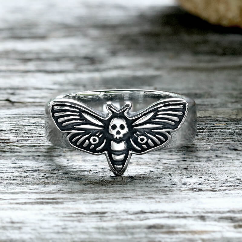 Moth Skull Stainless Steel Animal Ring