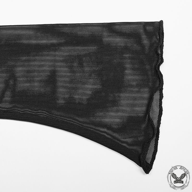 Oblique Slit Fitting Mesh Slim Shirt