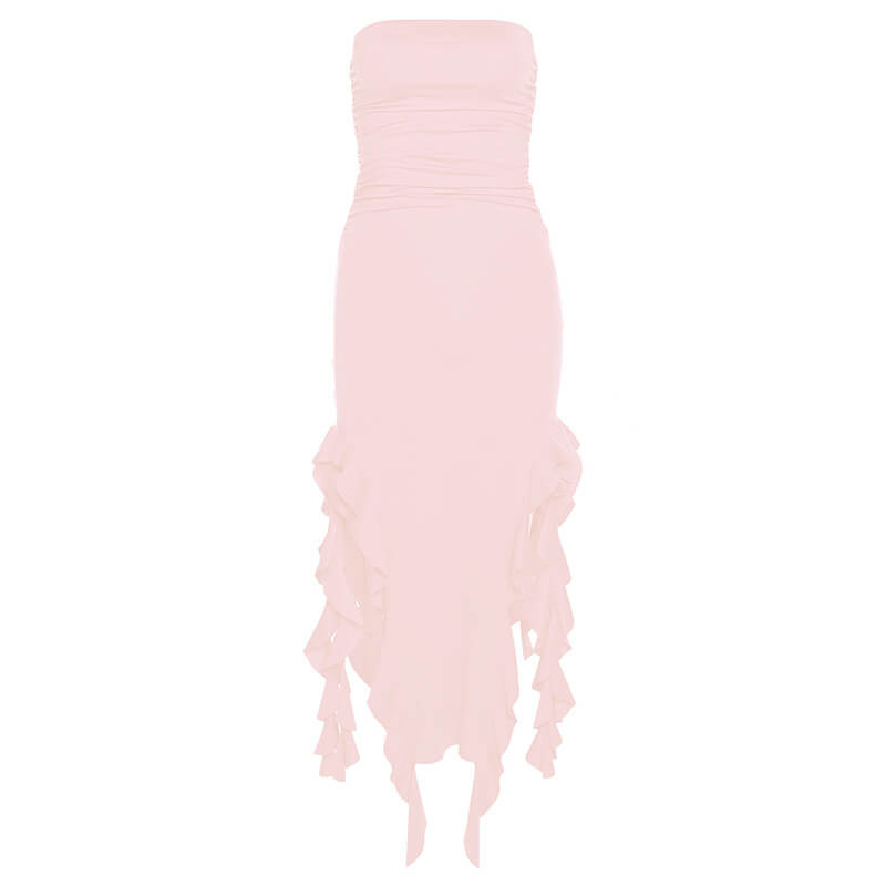 One-shoulder Tube Ruffle Irregular Bodycon Dress