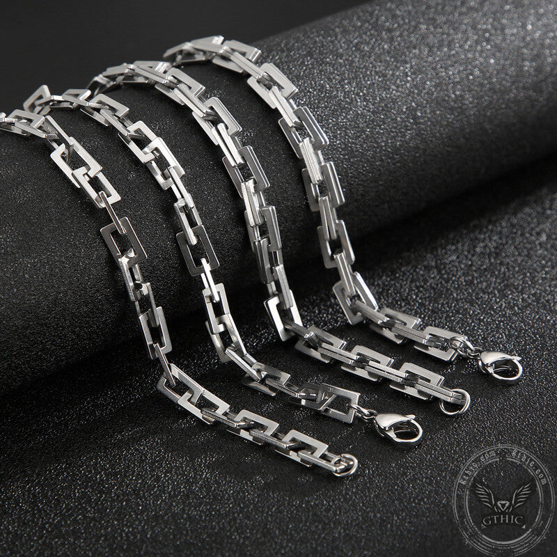 Punk Box Chain Stainless Steel Necklace