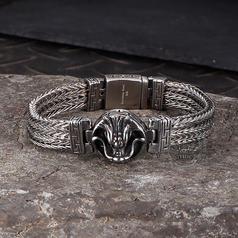 Punk Dragon Head Stitching Stainless Steel Bracelet