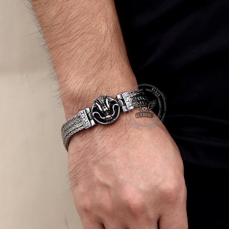 Punk Dragon Head Stitching Stainless Steel Bracelet