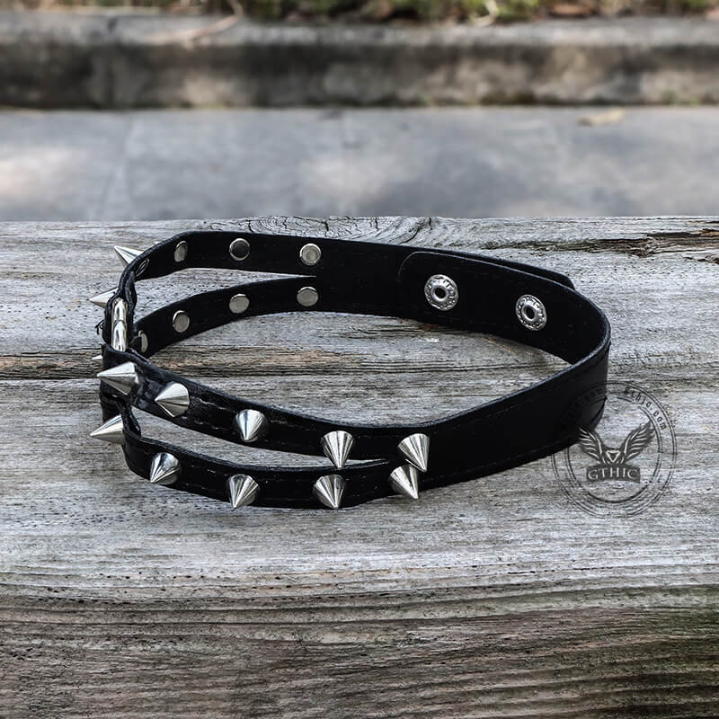 Punk Rivets Heart Leather Choker Necklace