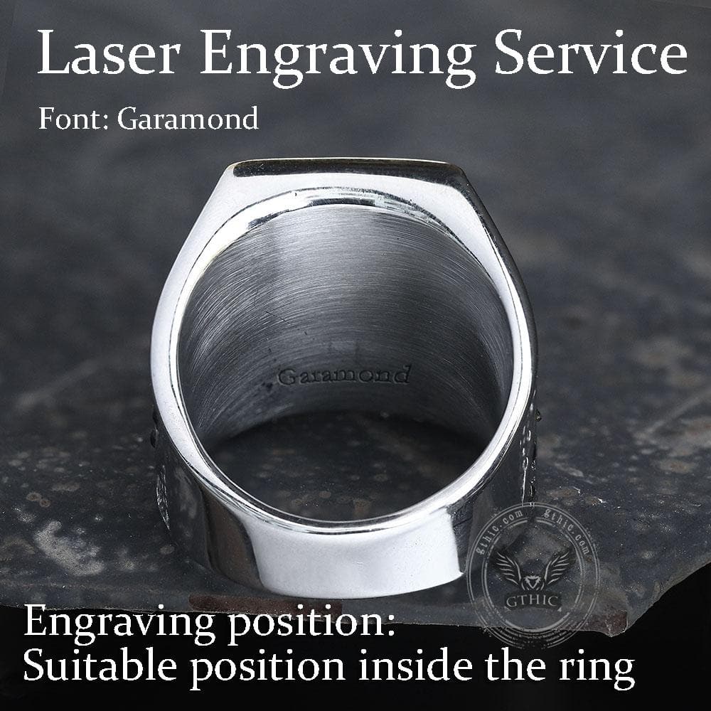 Retro Black Stone Stainless Steel Zircon Ring