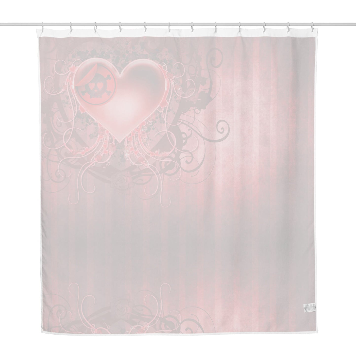 Skull Heart Shower Curtain