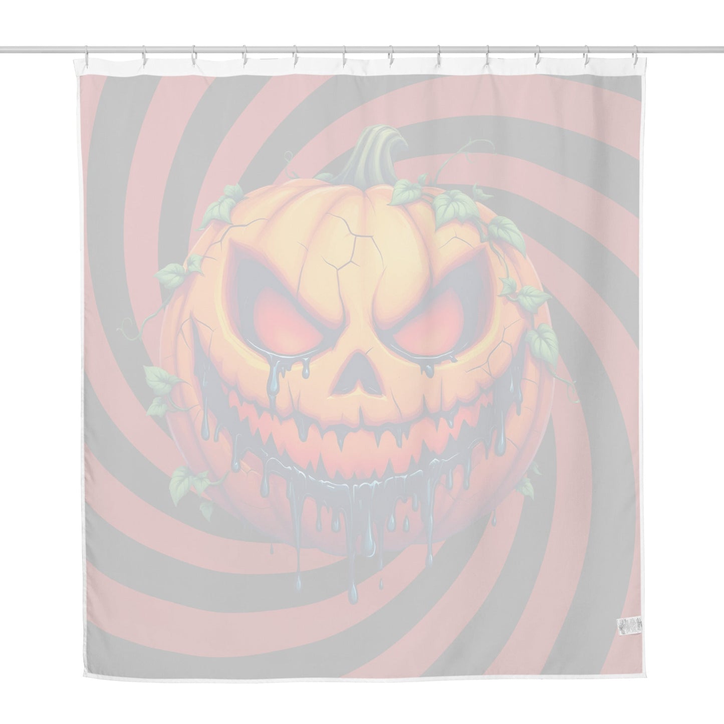 Evil Jack-o-lantern on Black and Red Spiral Shower Curtain