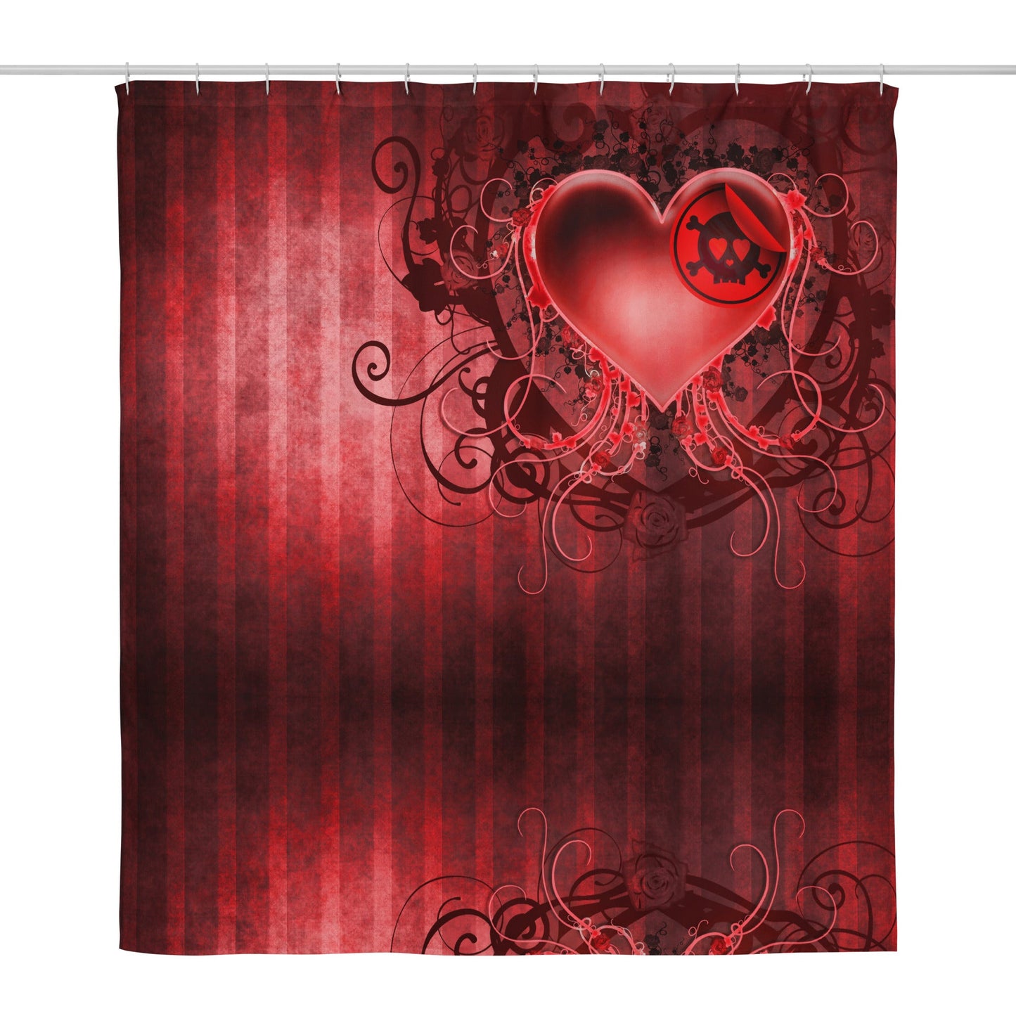 Skull Heart Shower Curtain