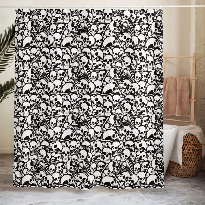 Skull and Bones Ossuary Shower Curtain