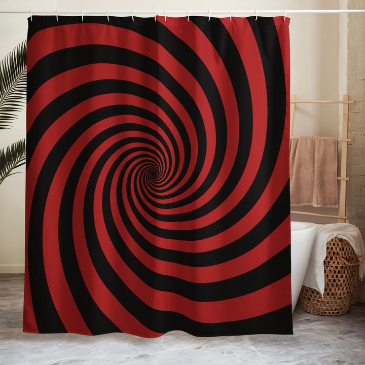 Black and Red Spiral Shower Curtain