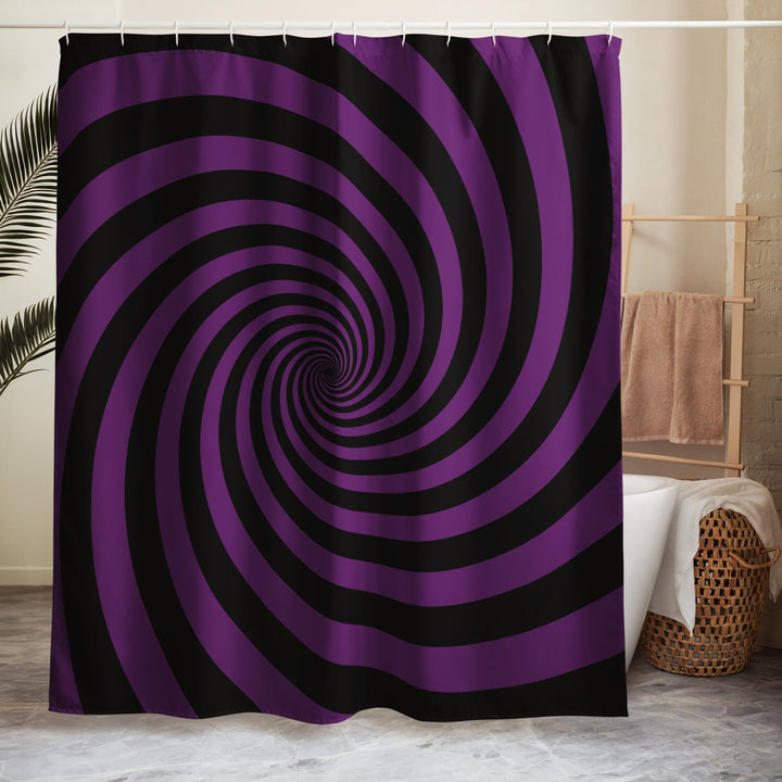 Black and Purple Spiral Shower Curtain