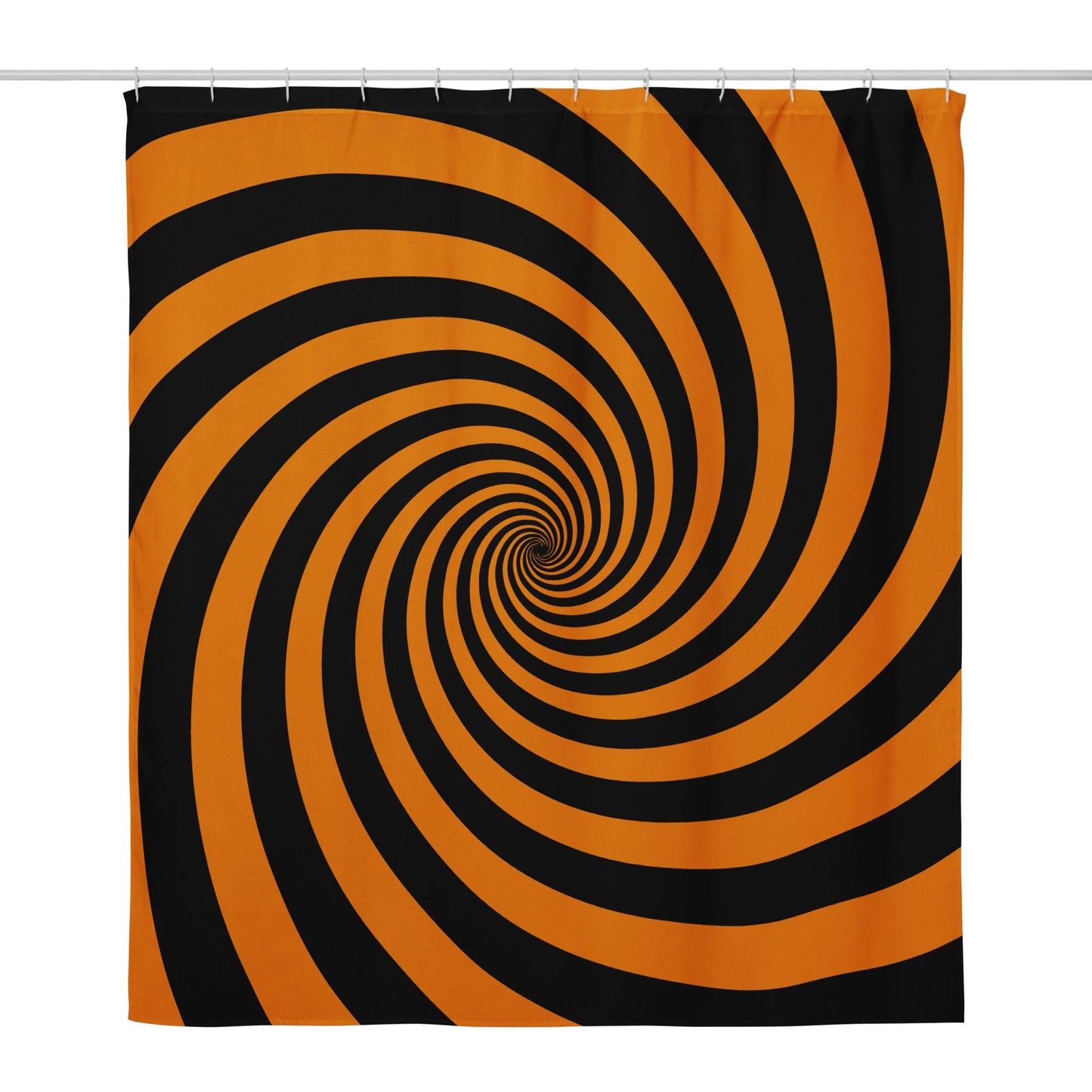 Black and Orange Spiral Shower Curtain