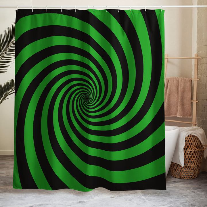 Black and Green Spiral Shower Curtain