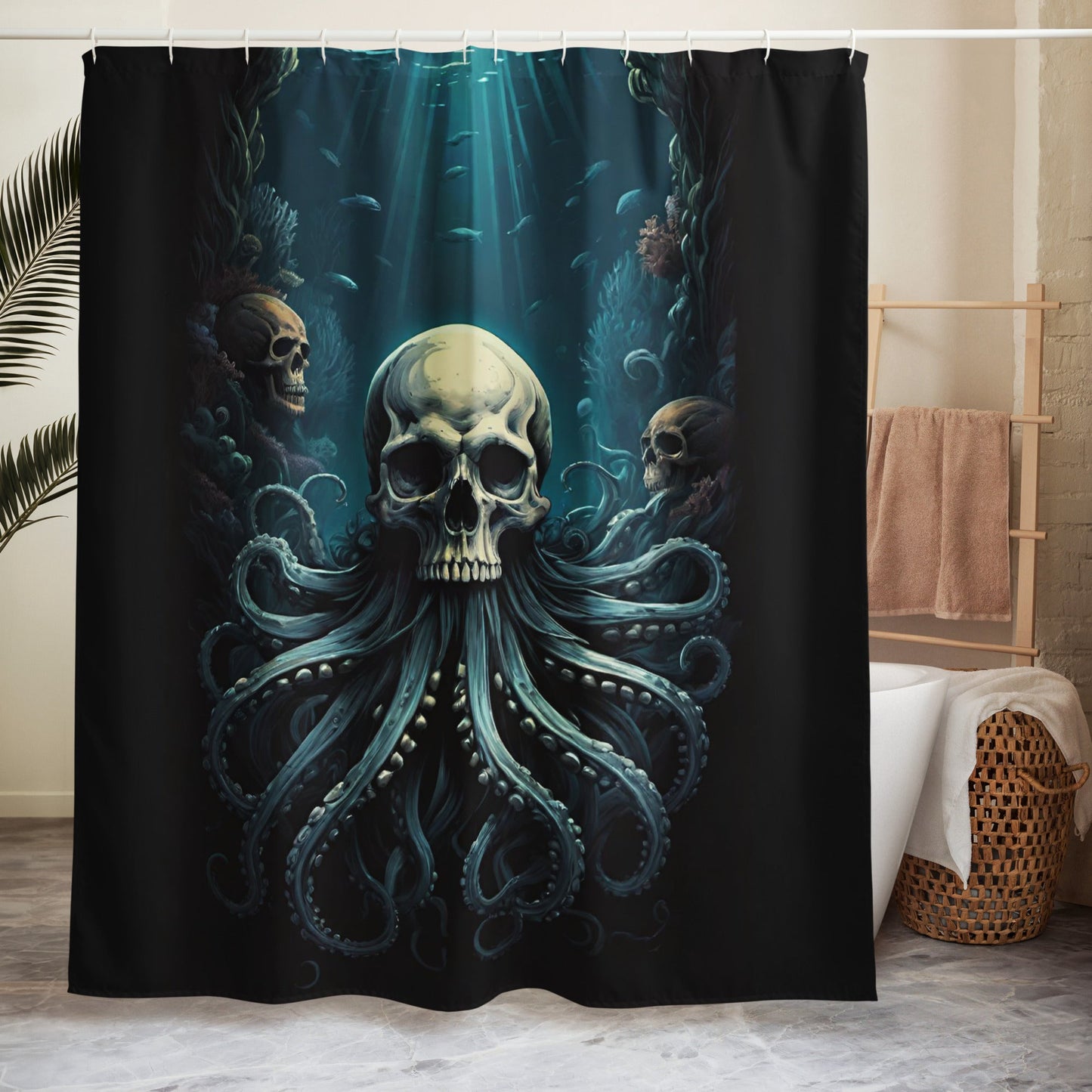Skull with Octopus Tentacles 1 Shower Curtain