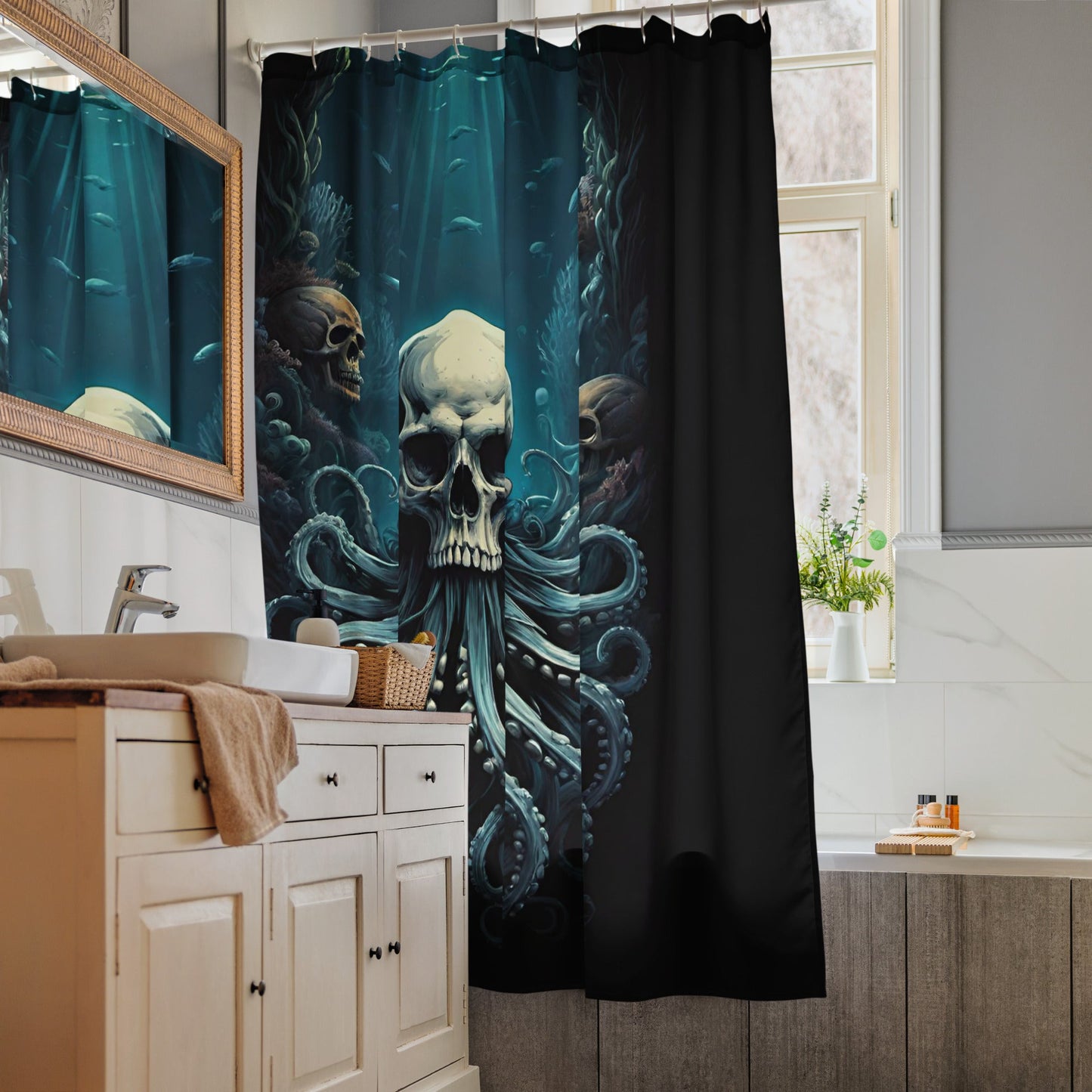 Skull with Octopus Tentacles 1 Shower Curtain