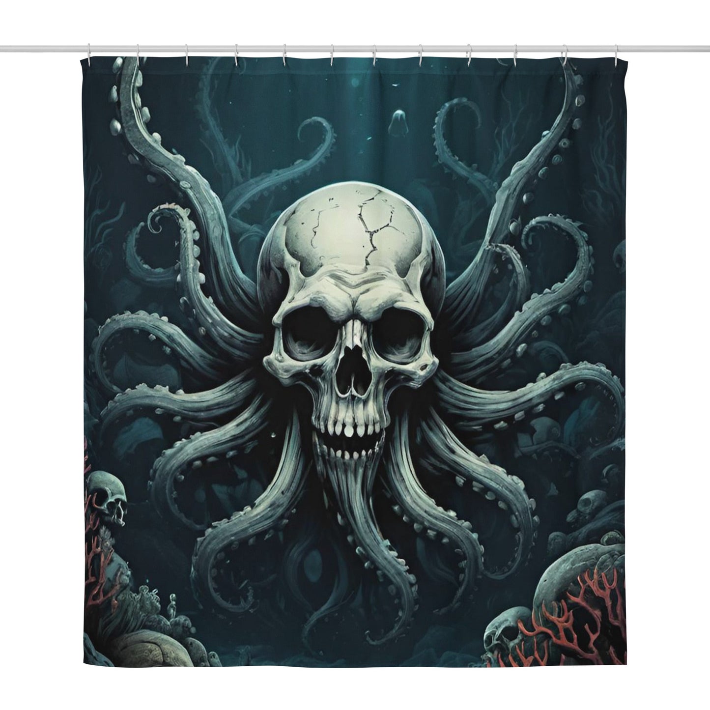 Skull with Octopus Tentacles 2 Shower Curtain