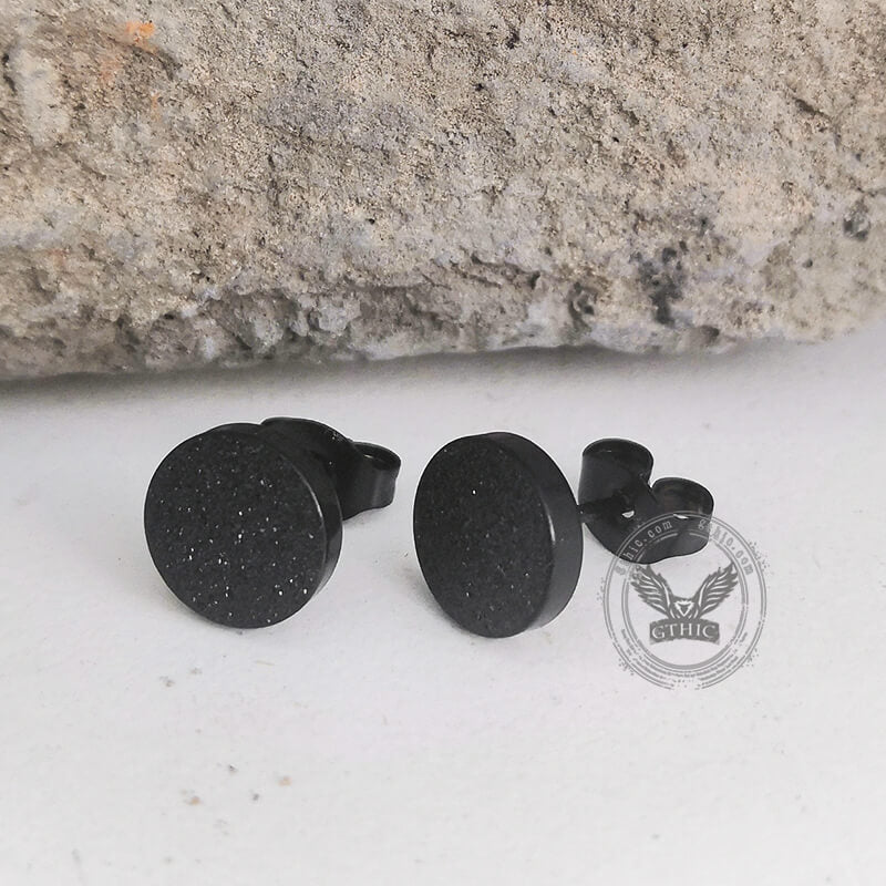 Simple Black Stone Stainless Steel Stud Earrings