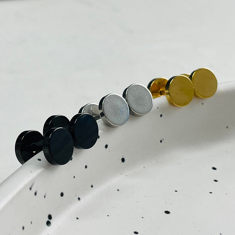 Simple Great Wall Pattern Stainless Steel Stud Earrings