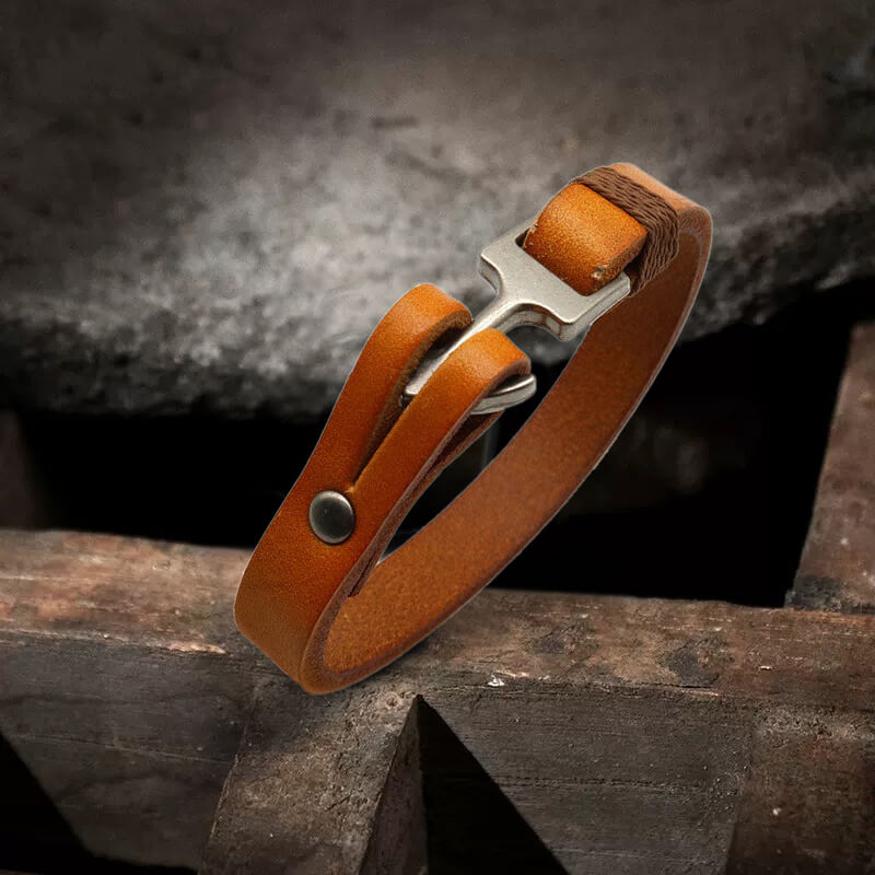 Simple Leather Anchor Alloy Bracelet