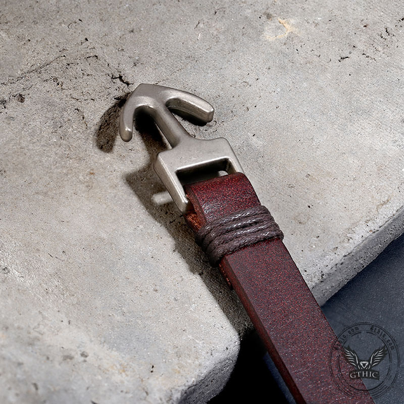 Simple Leather Anchor Alloy Bracelet