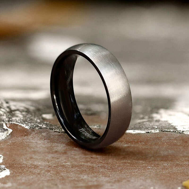 Simple Polished Titanium Couple Ring