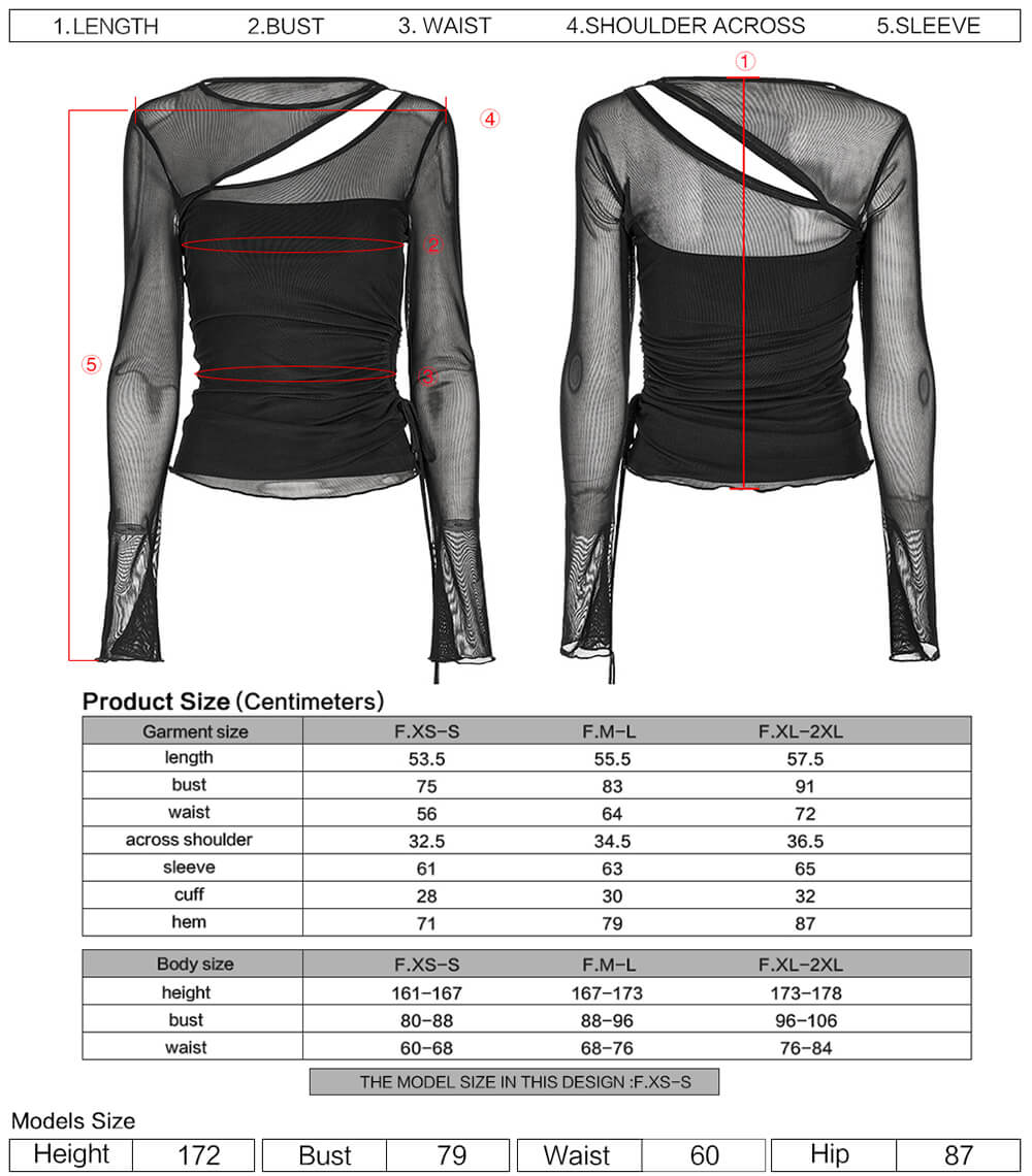 Oblique Slit Fitting Mesh Slim Shirt