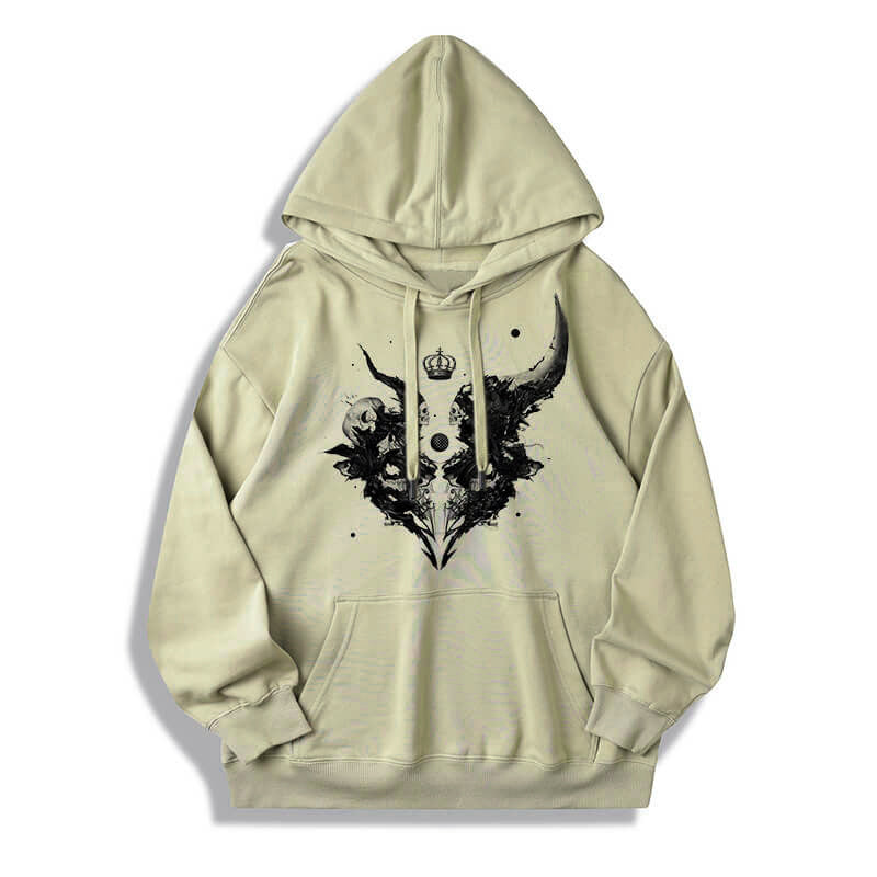 Skull Horns Baphomet Cotton Pullover Hoodie