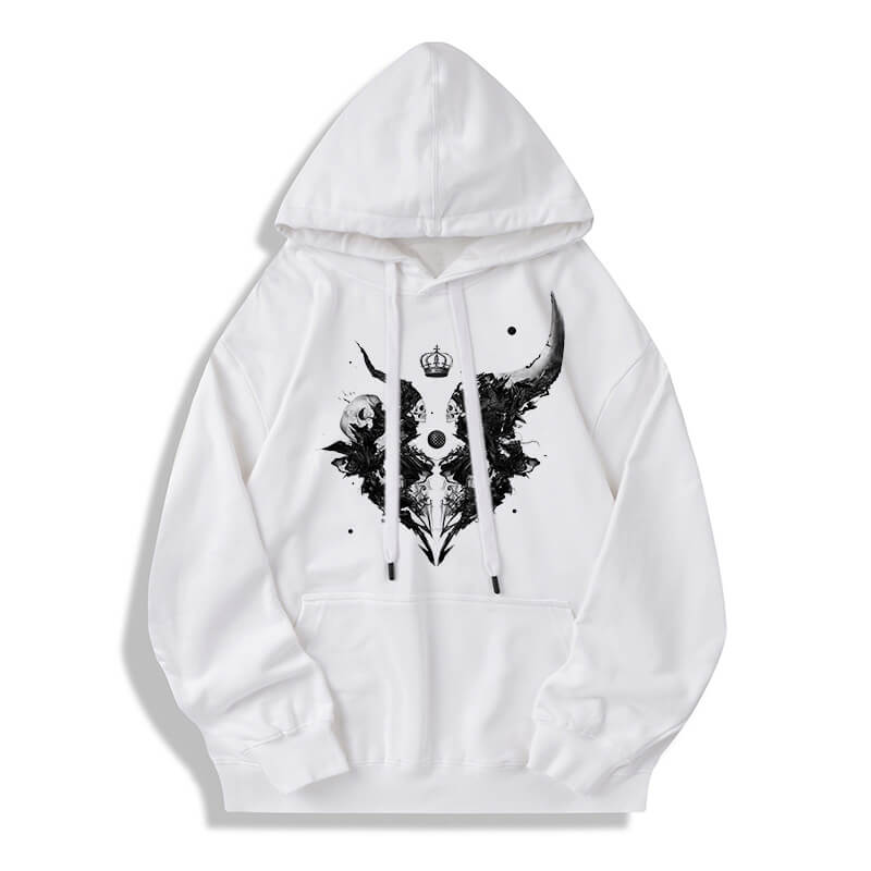 Skull Horns Baphomet Cotton Pullover Hoodie