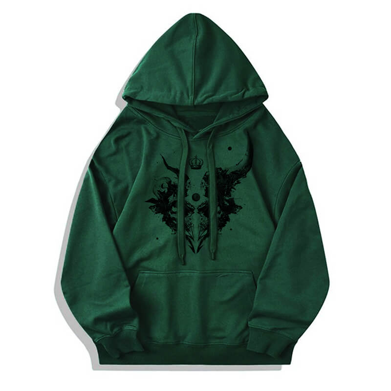 Skull Horns Baphomet Cotton Pullover Hoodie
