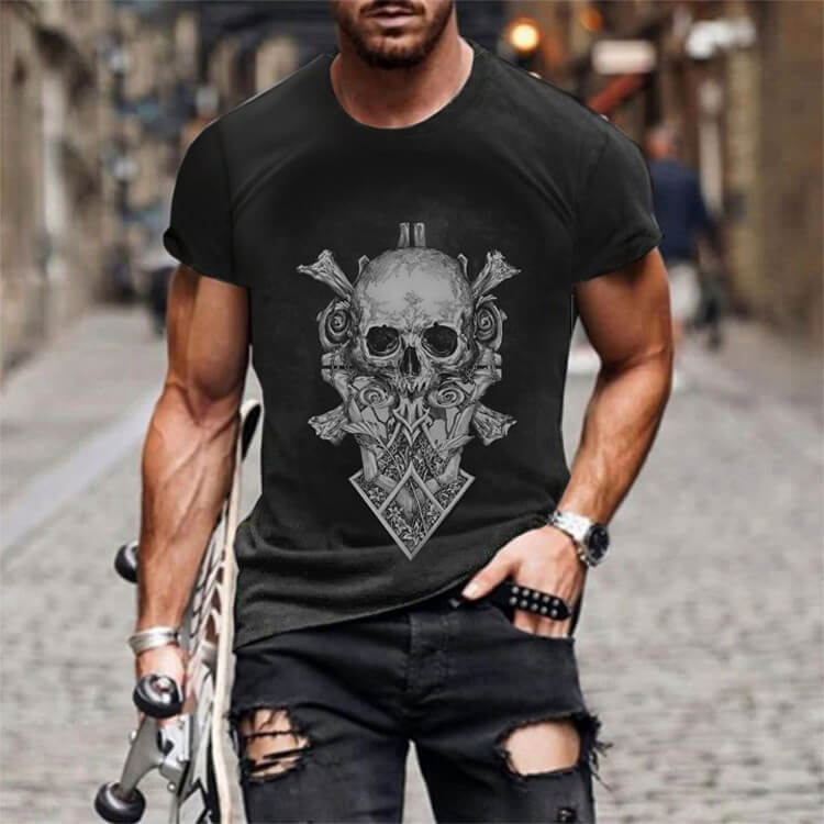 Skull Mark Black Cotton T-shirt
