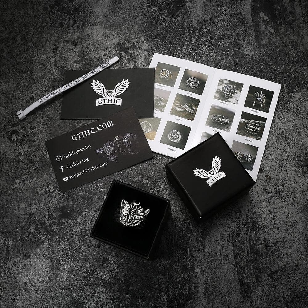 Skull Moth Butterfly Stainless Steel Ring