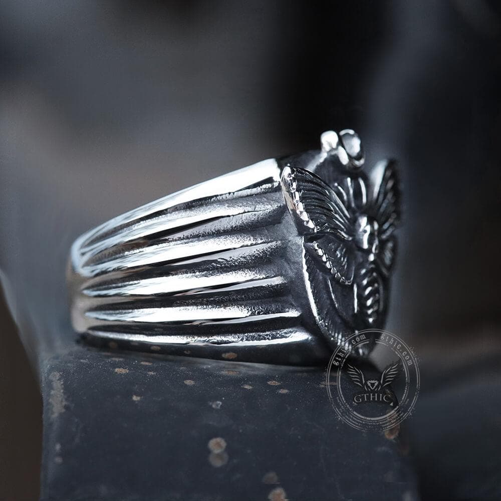 Skull Moth Butterfly Stainless Steel Ring