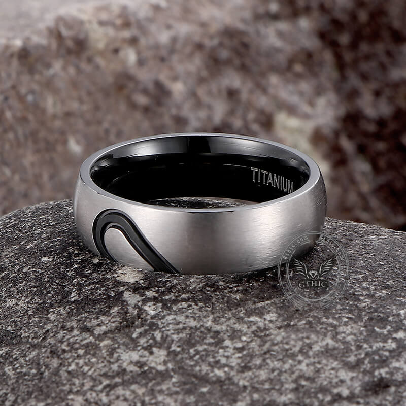 Spliced Heart Titanium Couple Ring