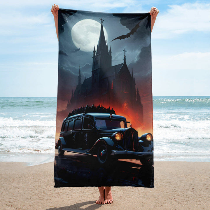 Gothic Church and Hearse Towel