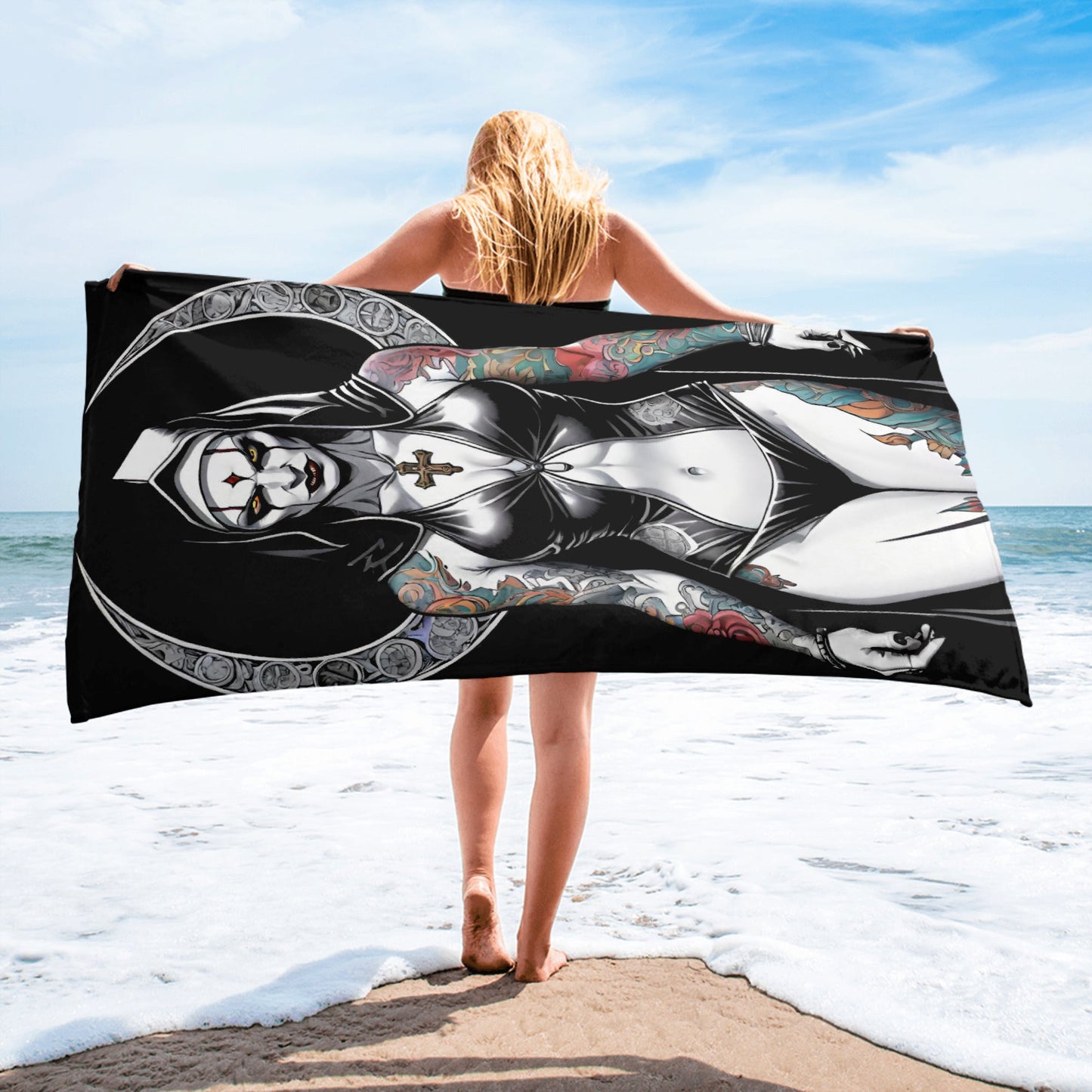 Gothic Sexy Evil Nun 1 Towel