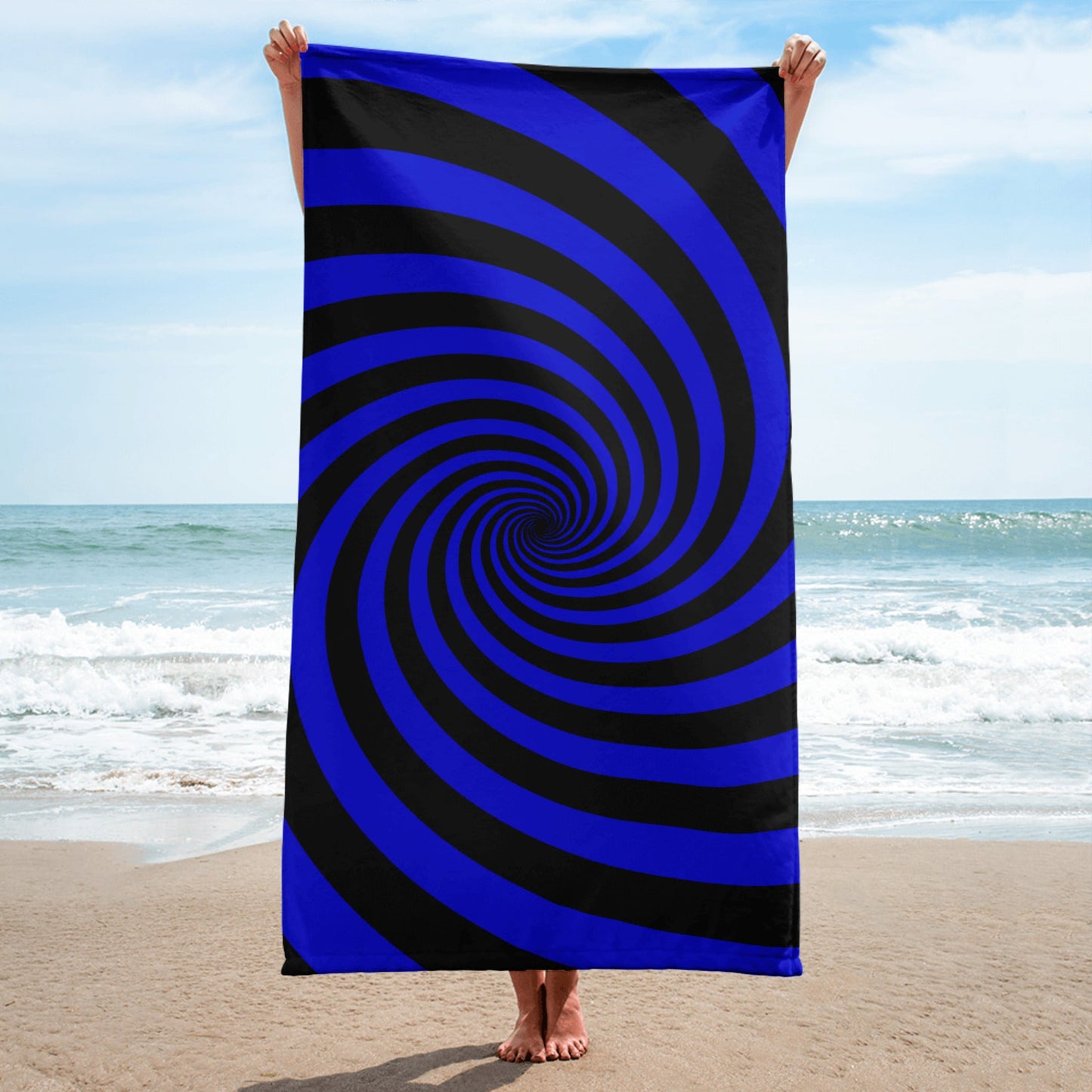 Black and Blue Spiral Towel