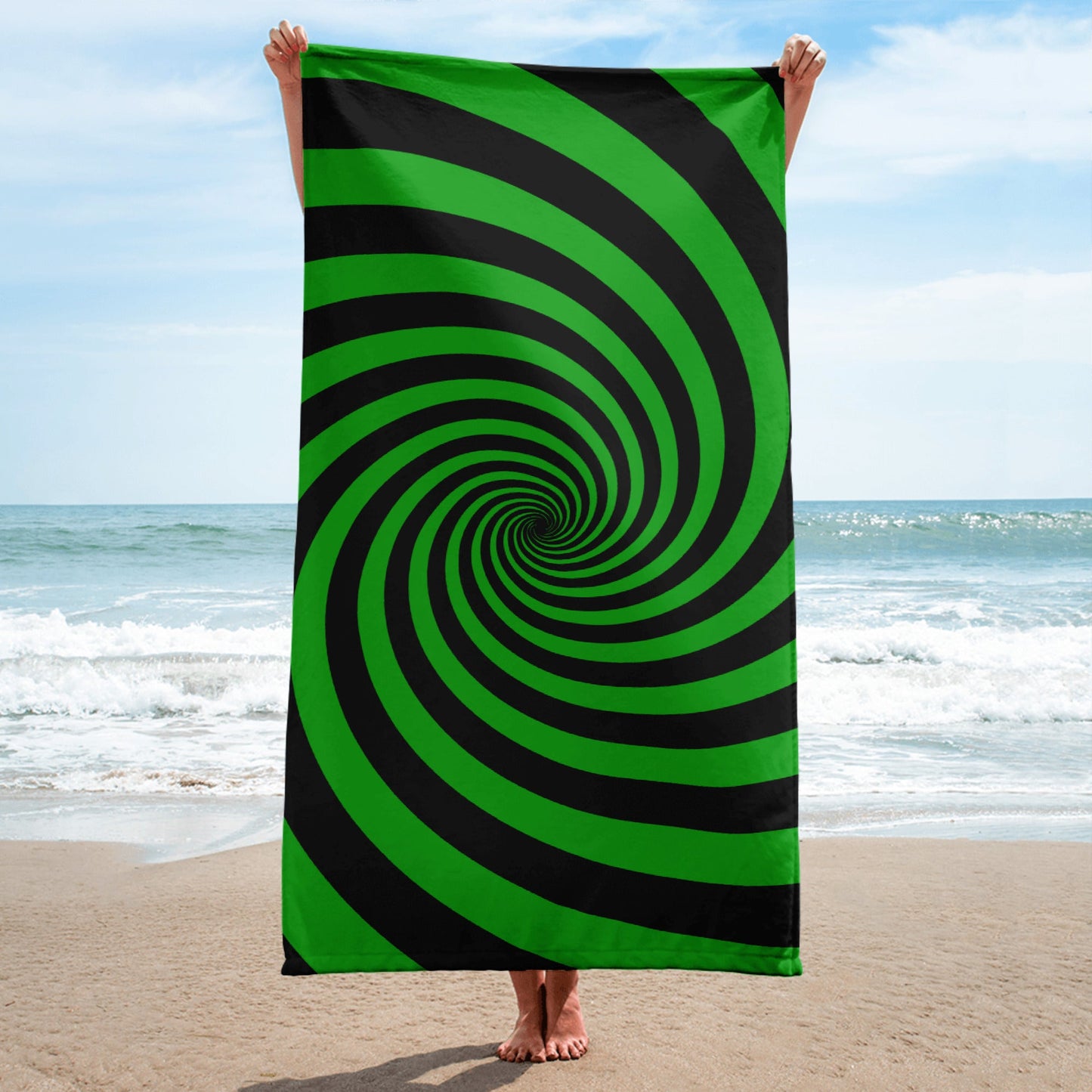 Black and Green Spiral Towel
