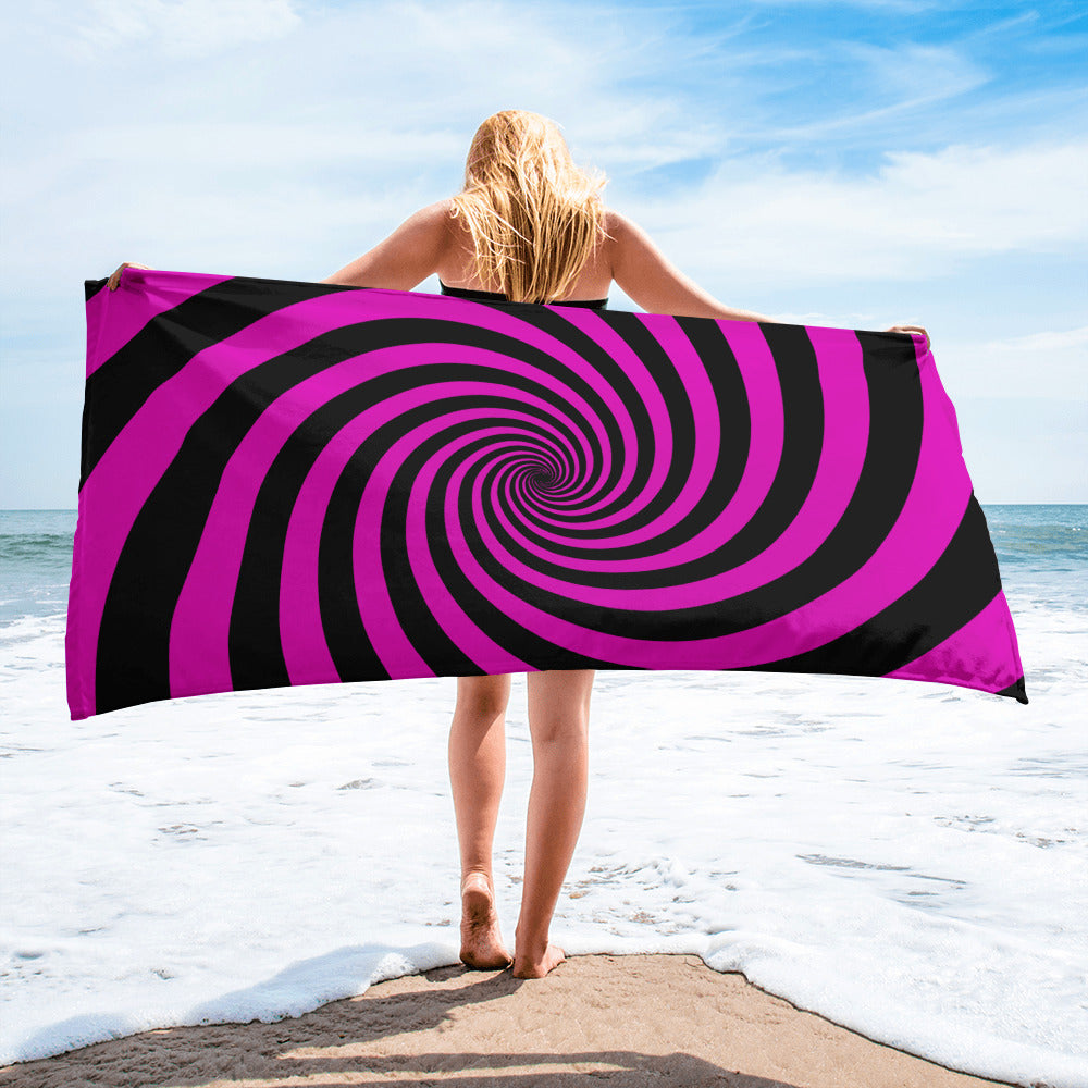 Black and Pink Spiral Towel