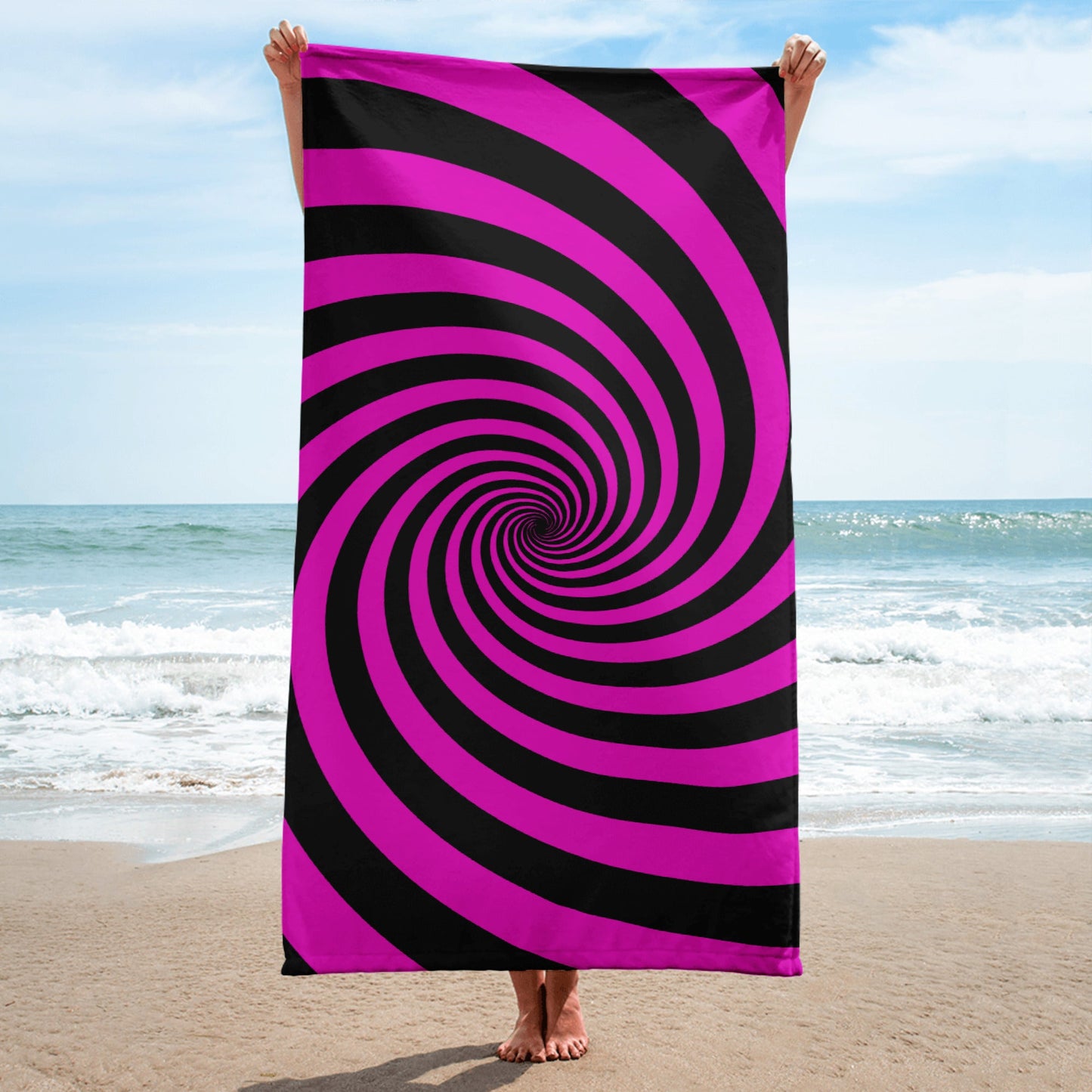 Black and Pink Spiral Towel