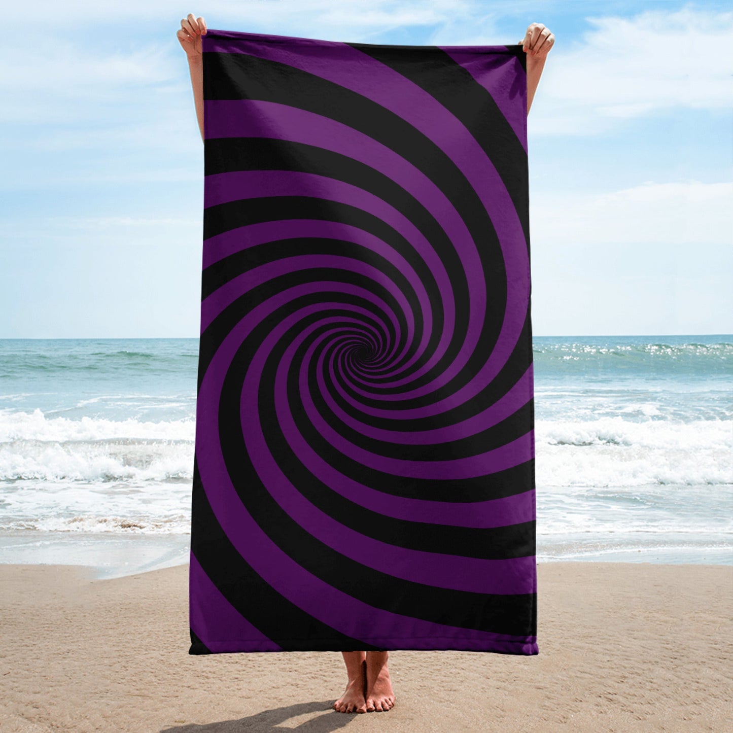 Black and Purple Spiral Towel