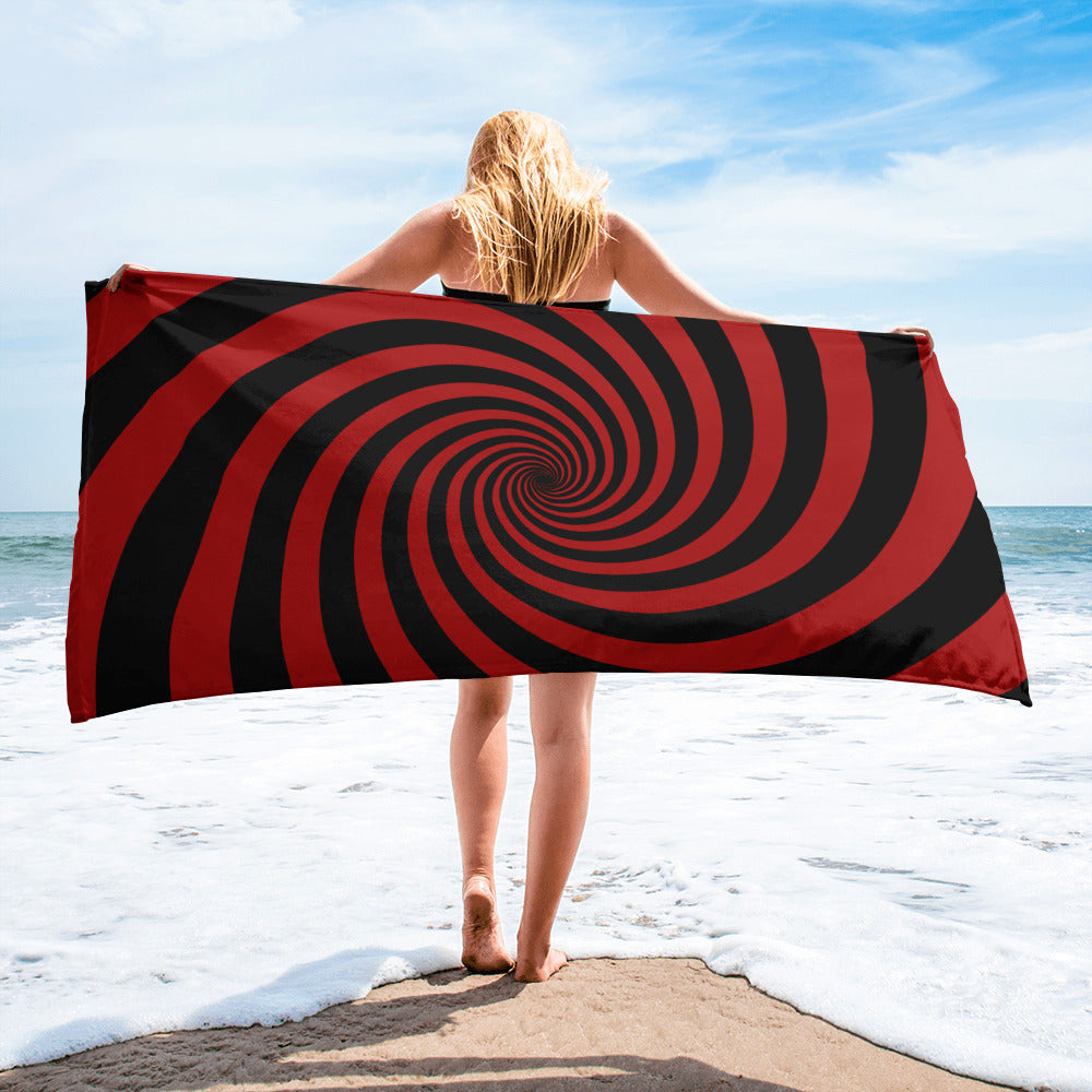 Black and Red Spiral Towel
