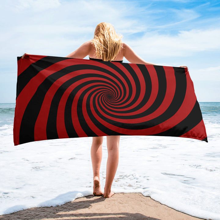 Black and Red Spiral Towel