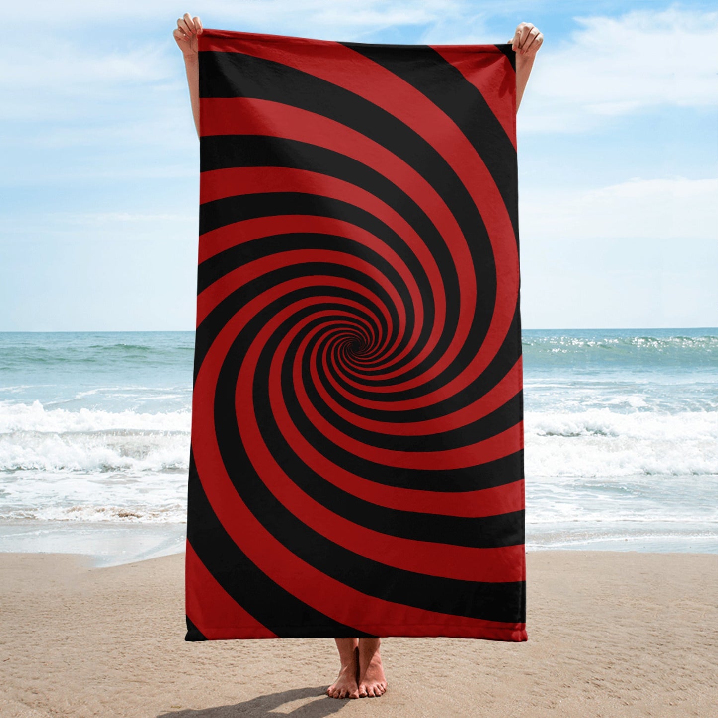 Black and Red Spiral Towel