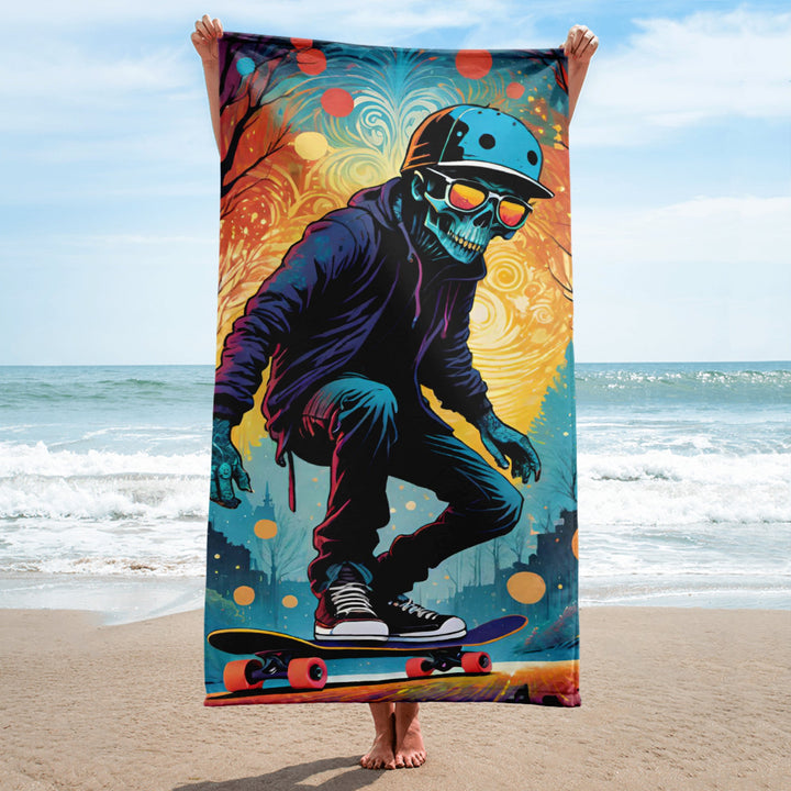 Colorful Skeleton Skater Towel