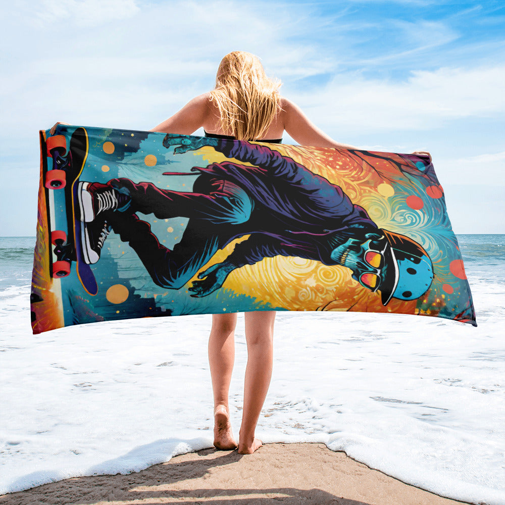 Colorful Skeleton Skater Towel