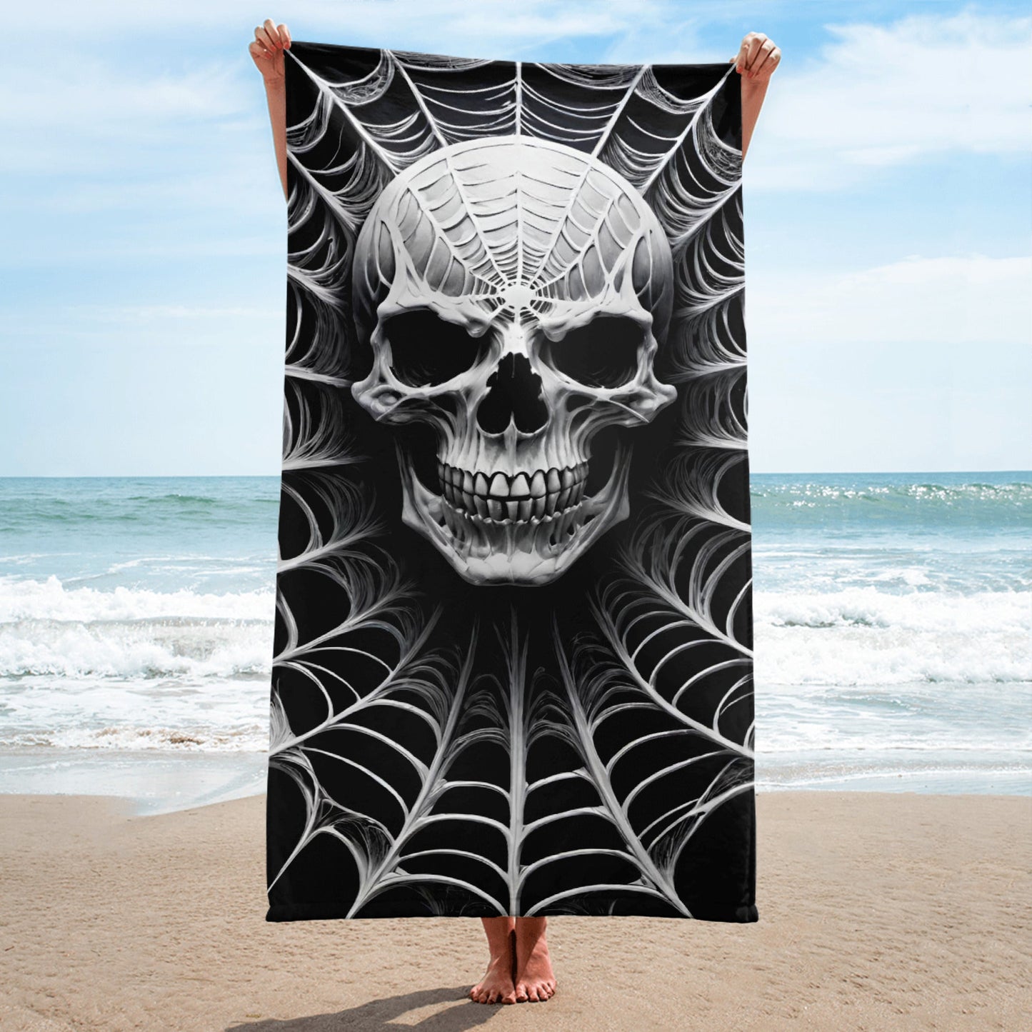 Spider Web Skull Towel