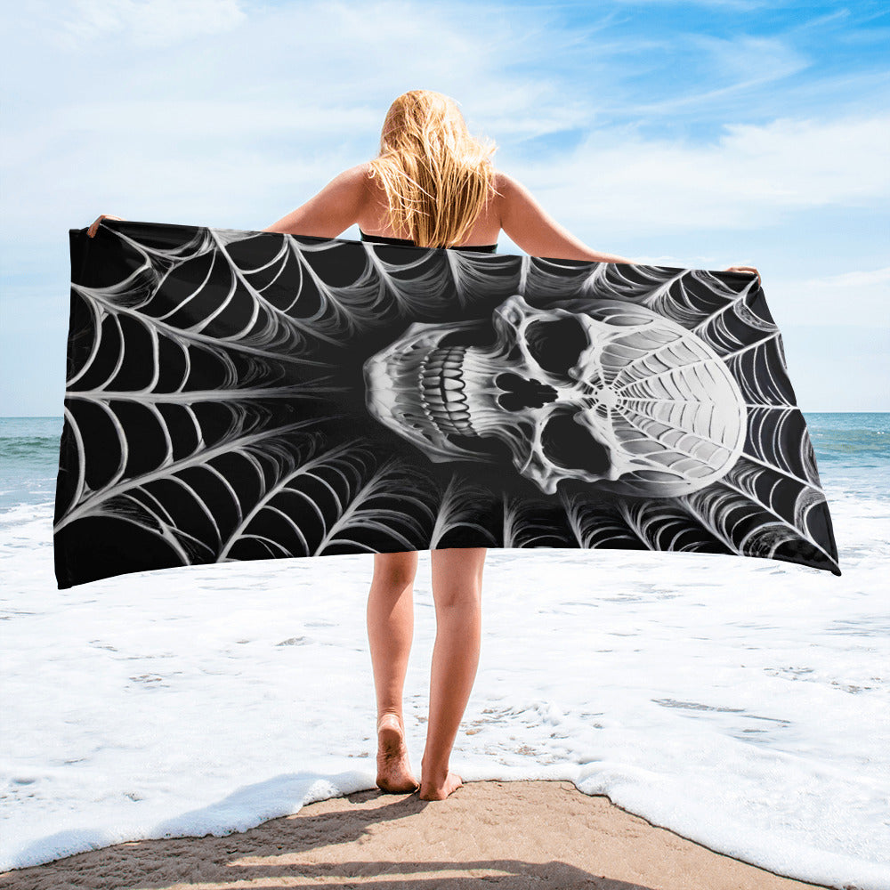 Spider Web Skull Towel