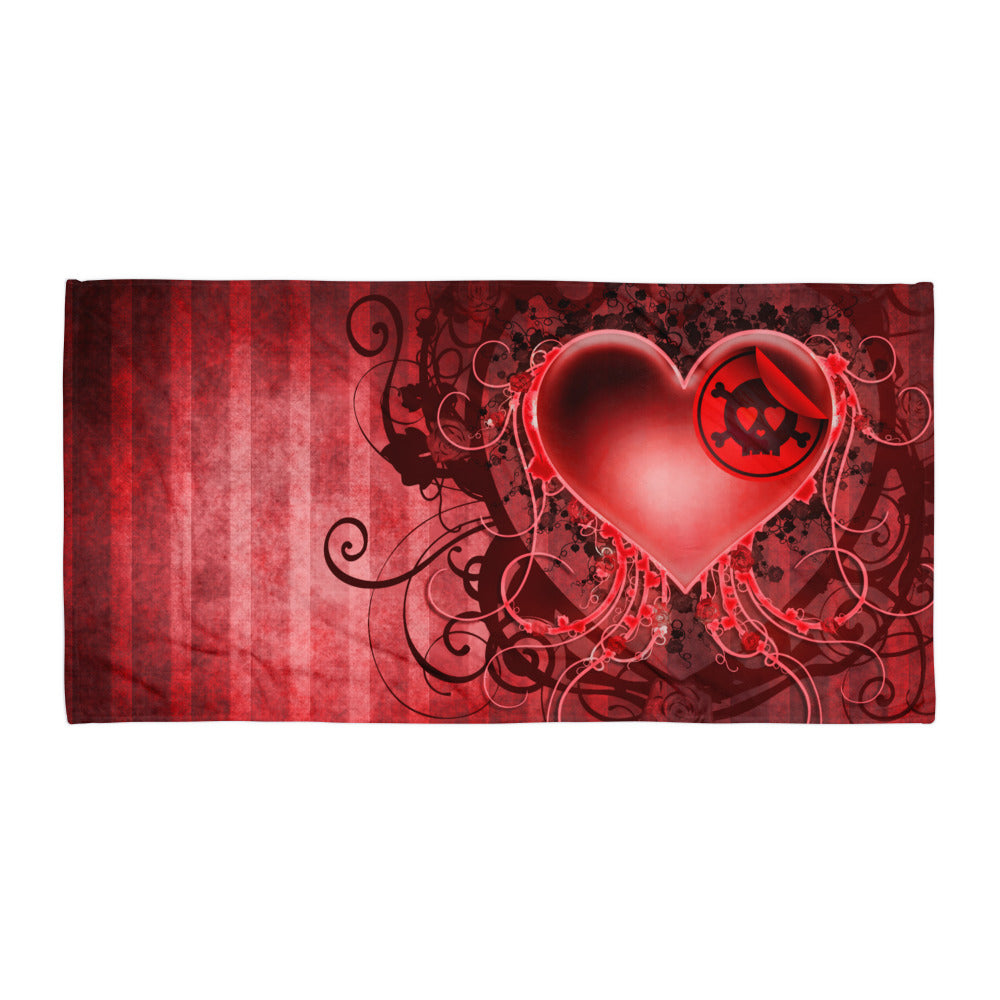 Gothic Skull and Heart Towel
