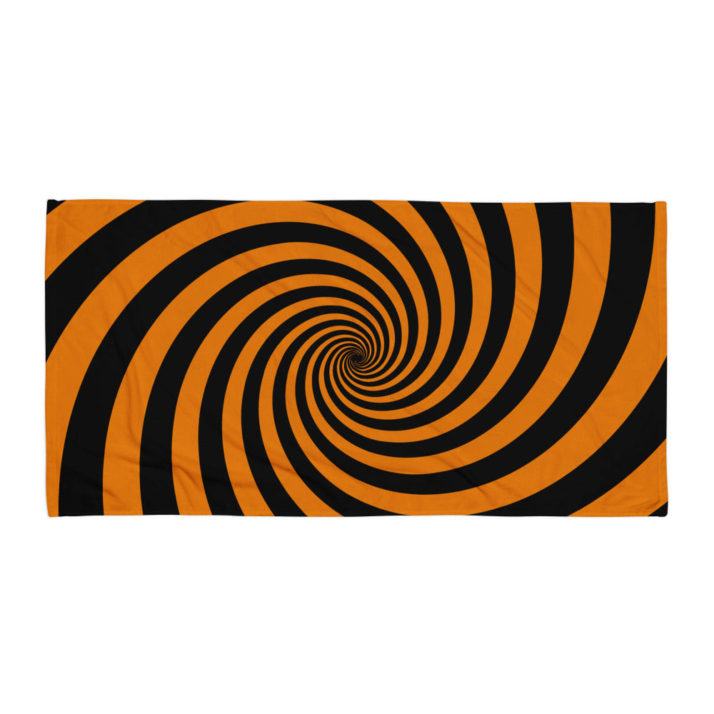 Black and Orange Spiral Towel