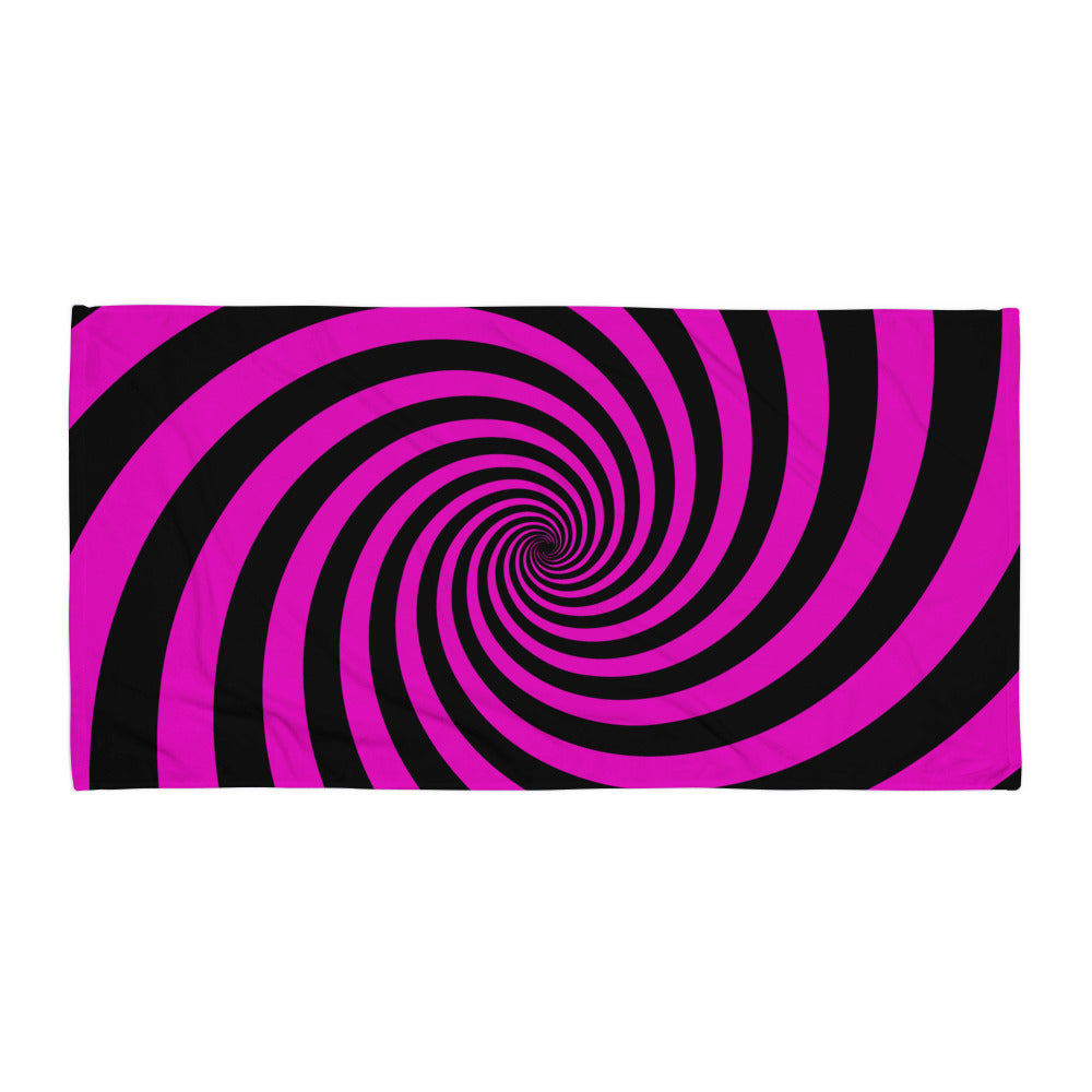 Black and Pink Spiral Towel
