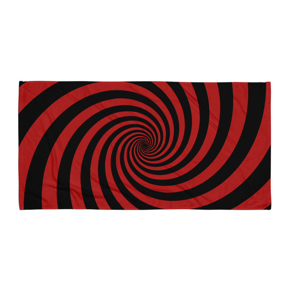 Black and Red Spiral Towel